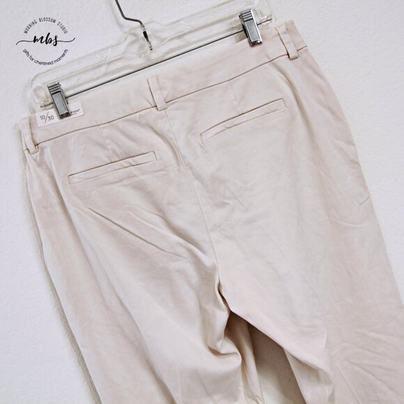 NWT Liverpool Kelsey Mid Rise Cotton Blend Trouser Side Slit Beige Women 10/30 - Picture 8 of 11